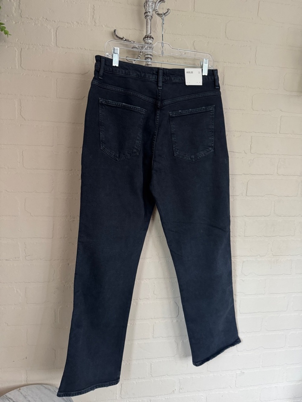 AGOLDE Pinch Waist High Rise Kick Jeans Realm Black NEW 31 distressed - Picture 6 of 10